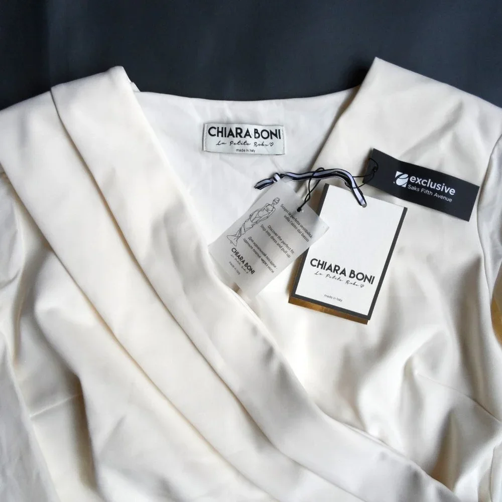 NWT$750 Chiara Boni La Petite Robe Jodene Pleated Wrap Midi Dress 46 10 - Picture 12 of 14